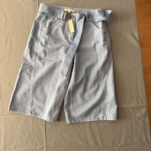 Banana Republic Womens Light Wash Belted Wide Leg Bermuda Shorts Blue Size 4 NEW